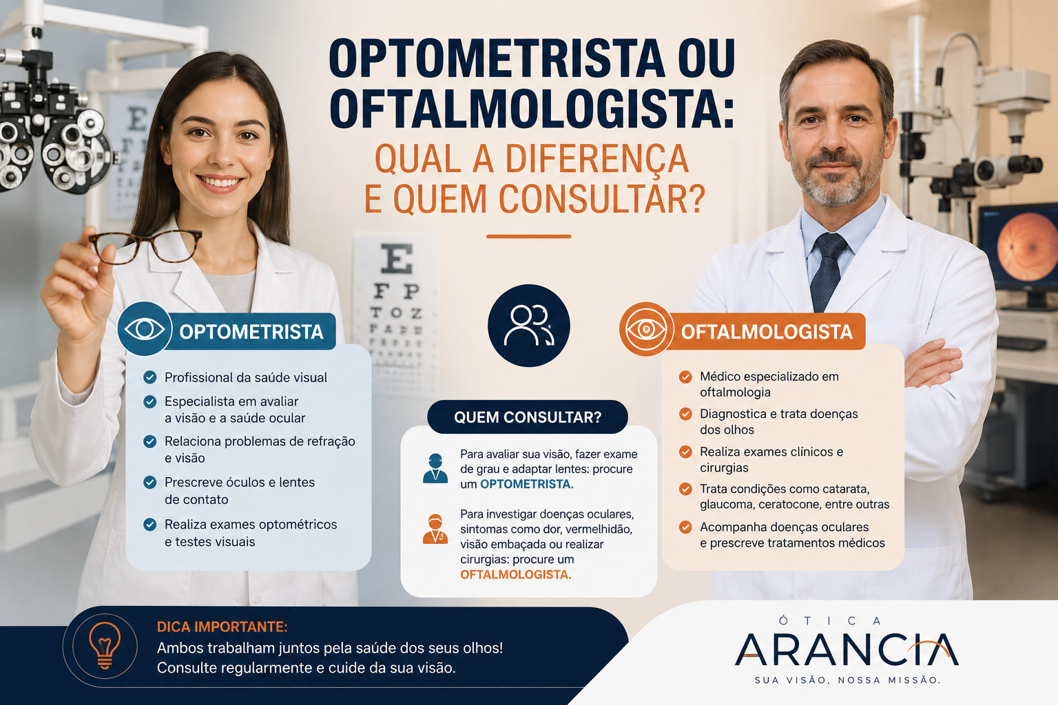 Optometrista ou Oftalmologista: Qual a Diferença e Quem Consultar?